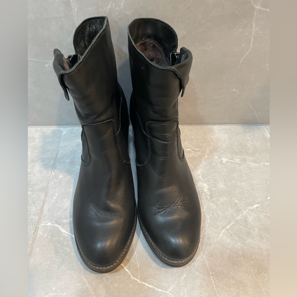 Biza Black Leather Moto Ankle Boots Size 40 EU - Picture 3 of 11